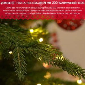 Miwa 2-in-1 kunstkerstboom met verlichting, inclusief 500 takken, 200 leds en houten standaard, warm wit licht, buigbaar pvc + PE-punten, inklapsysteem (H1,5 m)