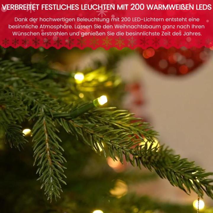 Miwa 2-in-1 kunstkerstboom met verlichting, inclusief 500 takken, 200 leds en houten standaard, warm wit licht, buigbaar pvc + PE-punten, inklapsysteem (H1,5 m)