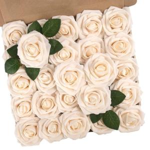 Kunstrozen, echte schuimrubberen rozen voor bruiloft, bruidsboeketten, babyshower, feest, pols-bloemen, corsage, babyborrel, woondecoratie, 25 stuks