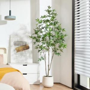 Kunstplant esdoorn 180 cm grote in witte bloempot, esdoornboom als echt voor thuis, kantoor, tuindecoratie (1 stuks)