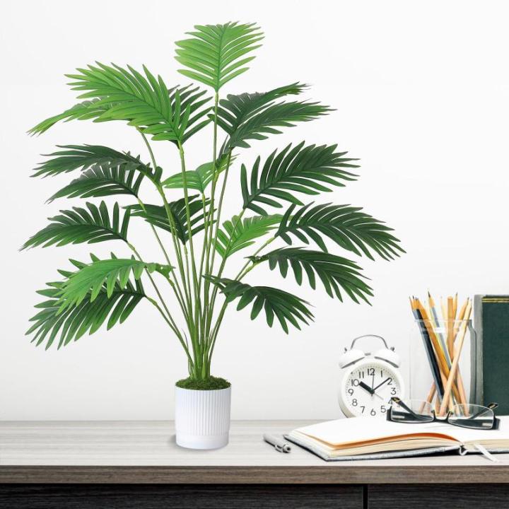 Kunstpalmbladeren, plant in pot, kunstmatige tropische monstera, groene bladeren, Hawaiiaanse Monstera-plant, 18 takken, 71 cm, splitphilo-plant, grote groene plant