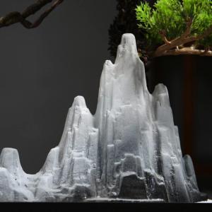 Künstlicher Bonsai-Baum Künstlicher Bonsai-Baum, Steingarten und weißes Porzellan-Rehkitz, realistische künstliche Pflanzendekoration, künstlicher Bonsai mit Eisengestell for 