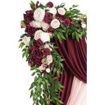 Künstliche Hochzeitsbogenblumen (5er-Pack) mit 2 Blumengirlanden und 3 durchscheinenden Gaze-Drapierstoffen für Hochzeitsfeier, Kaminsims, Tischläufer, Heimdekoration, 5