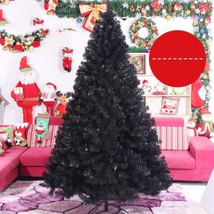 schwarzer, vollständig künstlicher Weihnachtsbaum, 2,1 m, 124 cm breit, 1000 Spitzen, saisonale feiertagsdekoration, hochwertiger PVC-Weihnachtsbaum mit scharnieren, unbeleuchtet