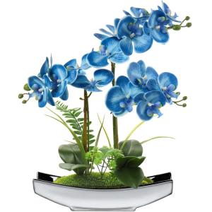 15 inch Kunstmatige Phalaenopsis Bloemen Arrangement Kunstmatige Orchidee Bonsai in Zilveren Pot Nep Bloemen Zijde Orchidee Bloem voor Tafel Centerpieces Woonkamer Home Decor