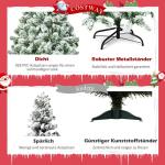 Kunstkerstboom met sneeuw, 135/180/225 cm, kerstboom met metalen standaard, kerstboom 400/928/1346 takken, pvc, kunstboom, kerstklapsysteem voor thuis, kantoor, winkels (180 cm)