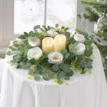 2 stuks bloemenkrans, witte zijden rozenslinger, hangende klimop, slinger, kunstmatige eucalyptusslinger, lentedecoratie, plant voor achtergrond, tafel, bruiloft, feest, decoratie
