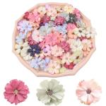 60 stuks mini-bloemen van zijde, meerkleurig, mini-madeliefjes, madeliefjes, zijden koppen, , voor feest, bruiloft, huis, decoratie, knutselen, kunsthandwerk