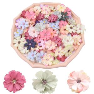 60 stuks mini-bloemen van zijde, meerkleurig, mini-madeliefjes, madeliefjes, zijden koppen, , voor feest, bruiloft, huis, decoratie, knutselen, kunsthandwerk