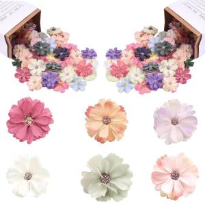 60 stuks mini-bloemen van zijde, meerkleurig, mini-madeliefjes, madeliefjes, zijden koppen, , voor feest, bruiloft, huis, decoratie, knutselen, kunsthandwerk