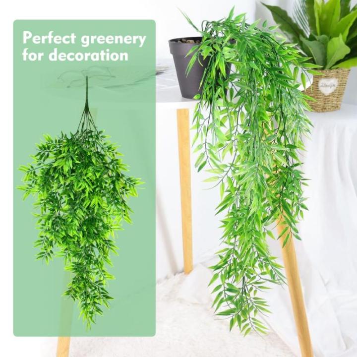 4 stuks , hangende bamboe, bladeren, hangplant, , hangend, 83 cm, plastic planten, hangend als echte kunst, hangplant, kunstmatige hangplant voor balkon, thuis