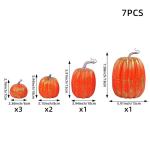7 Stück Kürbisse, Thanksgiving-Kürbis-Dekorationen, Verschiedene Größen, künstliche Schaumstoff-Ernte-Herbst-Dekoration, künstliche Kürbisse, Dekorationen für den Innenber