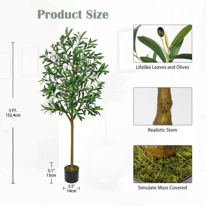 150 cm, olijfboom, kunstplant, grote , , nep plastic planten in pot, kunstboom, als echt voor woondecoratie, kamerdecoratie, slaapkamerdecoratie