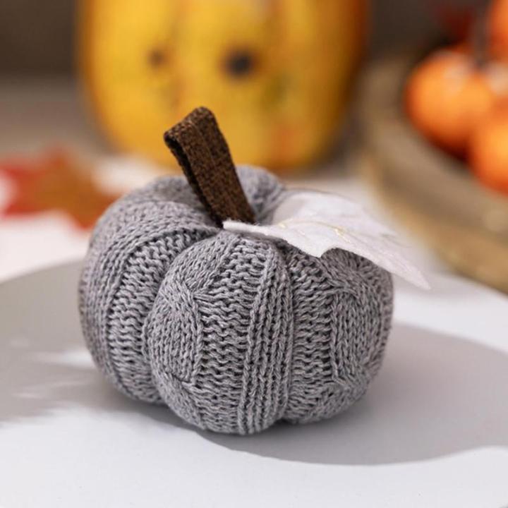 Dekorative Kürbisse für Tisch, Kürbisse, Orange, Herbstdekoration, , wiederverwendbar, gestrickt, weich, warm, dekorative Ornamente für Halloween, Ostern,
