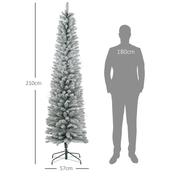 Kunstkerstboom, 210 cm met 180 ledlampen, 405 takken, opvouwbare standaard, voor kerstfeest, binnen, groen + wit