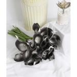 Künstliche Calla-Lilien für Dekorationen, 24 Stück, grau-schwarz, künstliche Blumen, Calla-Lilienstrauß für Hochzeit, Tafelaufsätze, Blumen-Dekoration, Heimdekoration, Grau 