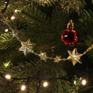 Slinger met sterren - Kerstslinger - Sterrenslinger voor kerstdecoratie - Kerstdecoratie voor kerstboom - 500 cm (Set02 - goudkleurig/sterren)