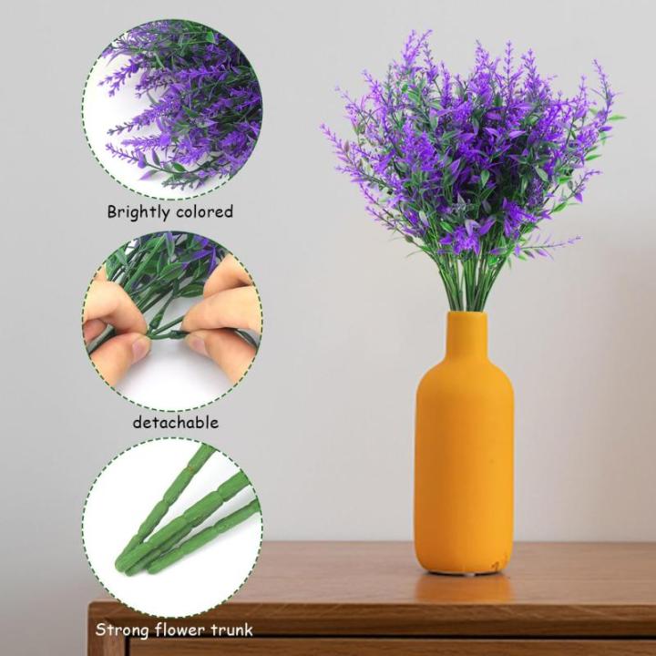 Kunstplanten, bloemen, in pot, net echt uv-bestendig, 10 bundels , , balkonplanten, struiken, decoratie, kunstbloem, lavendel voor tafel, huis, tuindecoratie