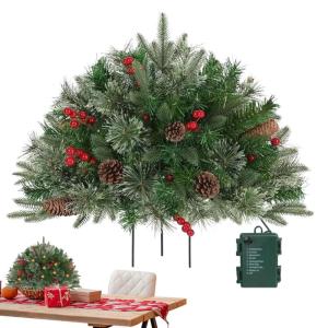 Christmas Planter Filler Outdoor, Pre Lit Christmas Tree Planter Filler, 16 Zoll Outdoor Decoration, Small Light Up Tree for Festive Home Decor, Ideal for and Porches