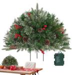 Weihnachts-Blumentopffüllung für den Außenbereich, künstlicher Weihnachtsbaumfüller, 40,6 cm (16 Zoll), vorbeleuchteter Weihnachtsbaum mit Ständer, 50 LED-, beleuchteter Blum