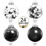 , zwart, 24 stuks, kerstboomversiering, kerstdecoratie voor Kerstmis, feest, 6 cm
