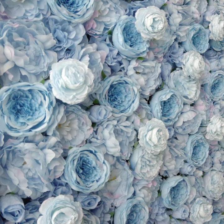 Blaue Rosen-Blumen-Wand-Rosen-Panel-Set, Künstliche Wand-Blumen-Hintergrund, 3D-Seiden-Hortensien-Rosen-Blumen-Panel Für Foto-Hintergrund(6.56ftx9.8ft)