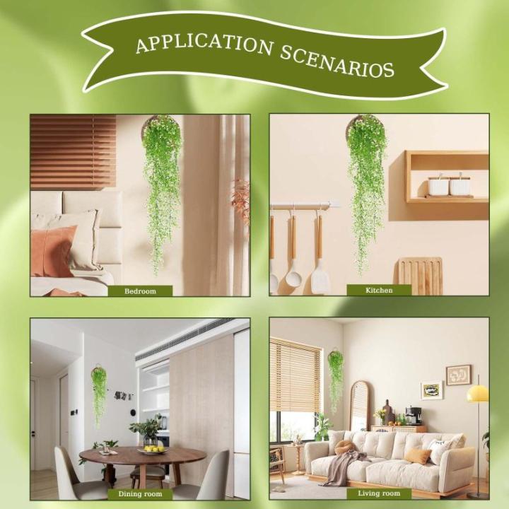 2 stuks , hangende hangplanten, kunstklimopslinger voor slaapkamer, keuken, woonkamer, badkamer, balkon, kantoor, vensterbank (wit, 112 cm)