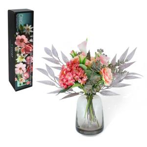Meerdere stuks roze kunstrozen bloemen als echte kunstmatige plastic bloemen kleine kunstmatige hortensia's echte aanraking thuis bruiloft party decoratie bloemenarrangement tafeld