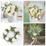 Kunsteucalyptus-stammen, 8 stuks, eucalyptus bladplanten, groene eucalyptus-stammen, bladeren, boeketten voor bloemen, slinger, krans, bruiloft, thuis, tafel, indoor, outdoor decor