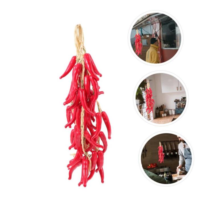 1 Satz Simulierte Hängende Knoblauchspieße Wohnraumdeko Ladeneinrichtung Paprika Dekoration Chili-Pfeffer-anhänger Pfeffer Für Bauernhausdekor Realistische Paprikaverzierungen 