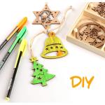 Houten Kerstornamenten, 12-delige Houten Kerstdecoratie Hanger met Houten Hhanger Sneeuwvlok Boomversiering,Kerst Hout,Hangende Houten Kerstboomversiering met Houten Doos