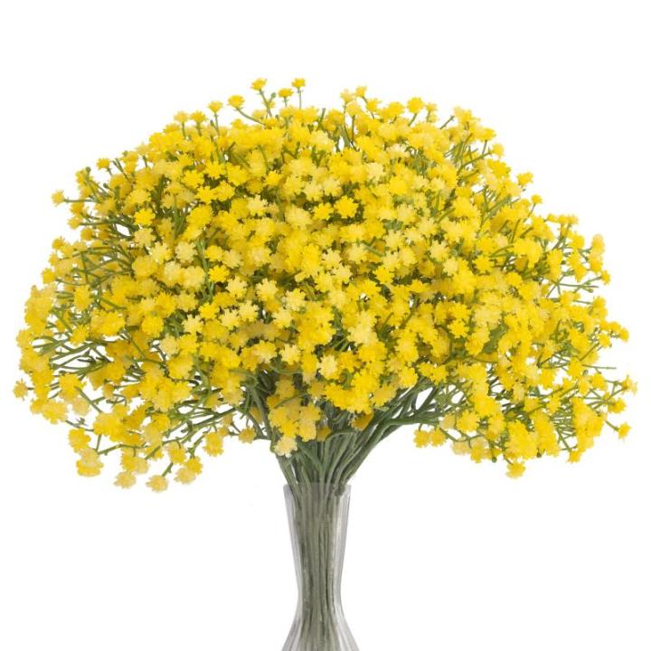 Gypsophila , 10 stuks, Gypsophila , sluierkruid, namaakbloemen, boeketten voor bruiloft, bruid, feest, thuis, herfstdecoratie (geel)