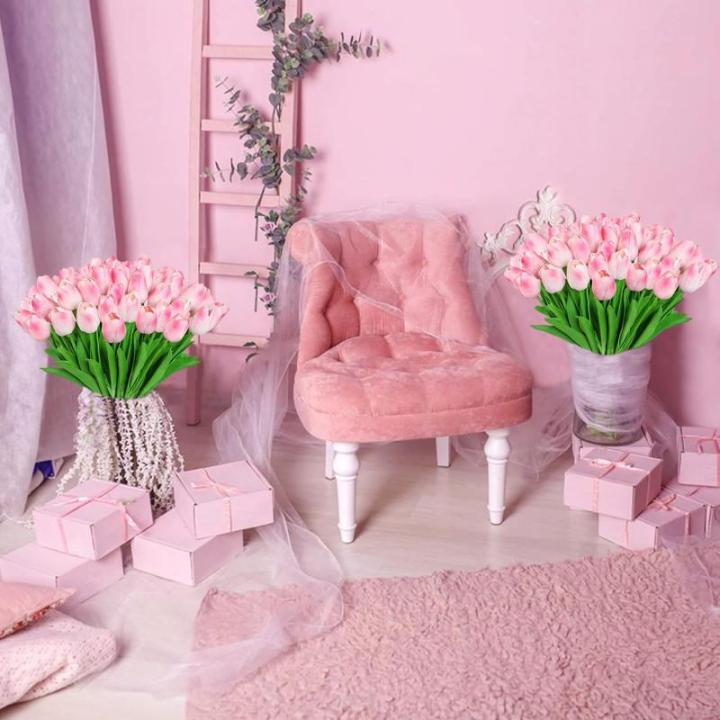 15 stuks kunsttulpen, kunsttulpen van latex, realistisch boeket van tulpen voor doe-het-zelf boeketten, bruiloft, woondecoratie (sakura)