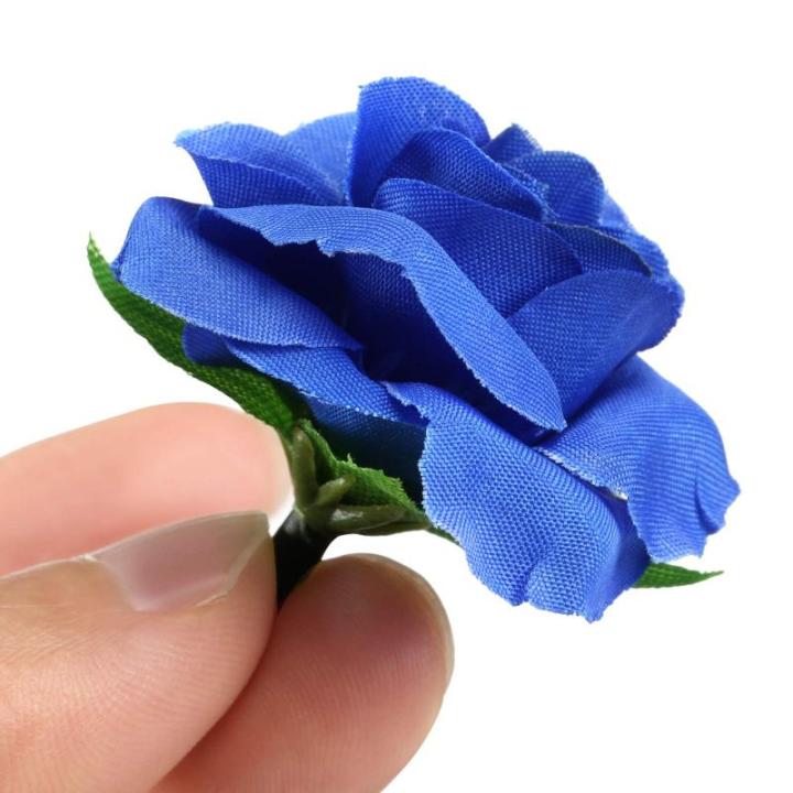 Kunstbloemkoppen, 50 stuks, kunstbloemen, rozen, voor bruiloft, feest, decoratie, doe-het-zelf (diameter 4 cm, blauw)