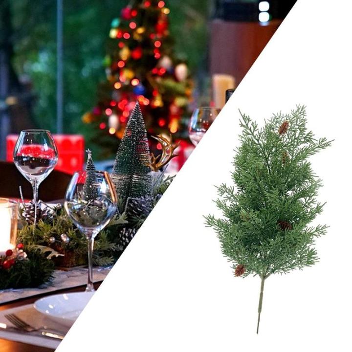 Künstlicher Pflanzenzweig, Weihnachtsstiel-Dekoration, praktische, praktische grüne Weihnachtsdekoration für den Schreibtisch zu Hause, Höhe 47cm