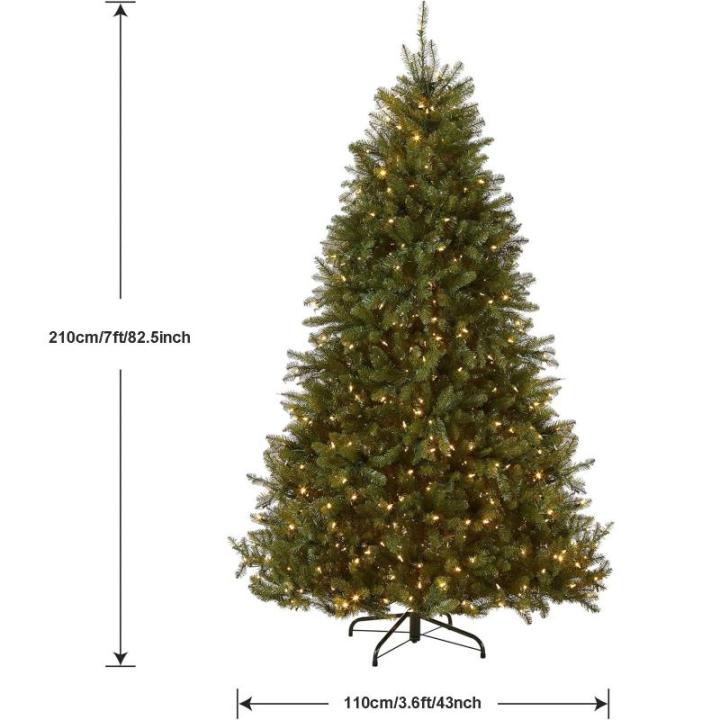 Weihnachtsbaum mit Beleuchtung, Weihnachtsbaum Künstlich mit Zweigspitzen aus PE und PVC, 120/150/180/210/240/300 cm Christmas Tree, Weihnachtsdekoration für Das Homeoffice(7ft/2