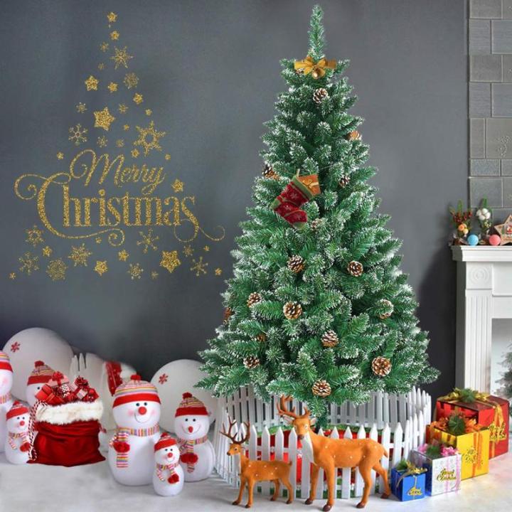Kunstkerstboom, 210 cm, pvc, met sneeuweffect, dennenappels, kerstboom met snel op te bouwen, klapsysteem, brandvertragende kunstdennenboom met metalen standaard