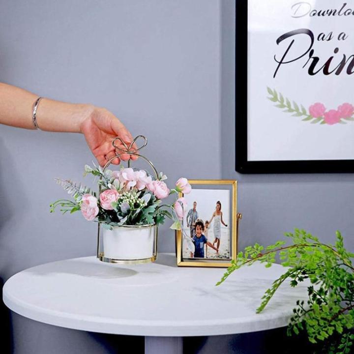 Kunstblumen Künstliche Blumen mit Keramikvase, künstliche Blumenarrangements, Tischdekoration, Blumenaufsätze, Pflanzenstrauß für das Wohnzimmer für jeden Anlass