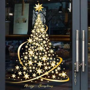 Kerstboom muurstickers, herbruikbare gouden kerst Pvc zelfklevend Diy statische kerstboom muursticker voor kinderkamer, slaapkamer, winkel
