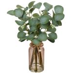 Kunstmatige eucalyptus takken met glazen vaas, eucalyptus kunststof plant, eucalyptus, realistische eucalyptus, decoratie, zilveren dollar voor bruiloft, tafeldecoratie, kantoor, w