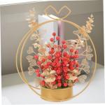 künstlicher Blumenkorb künstliche rote Beeren Hochzeitsornament Wohndekoration Verlobungsornament künstliche blüten büro Dekoration Neujahrsgeschenk Desktop-Dekor Eisen