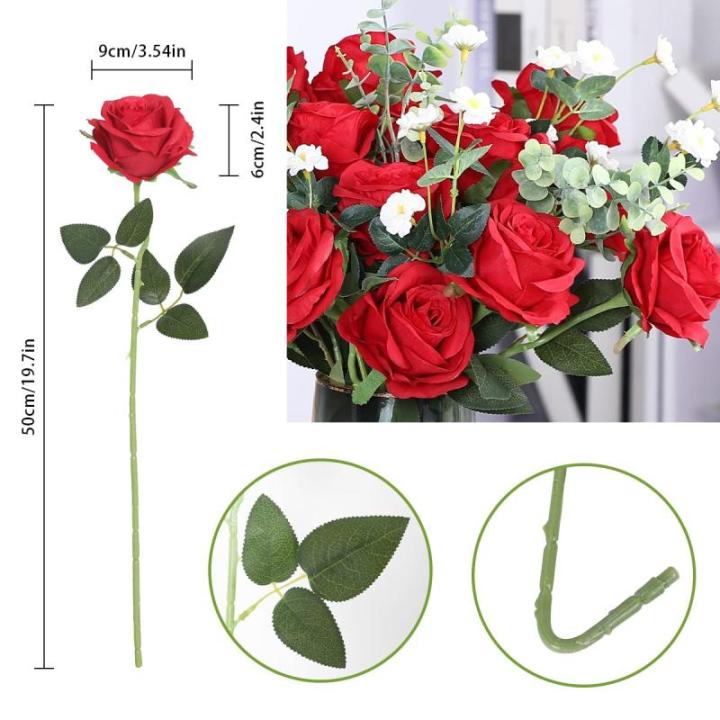 10 stuks kunstzijden rozen bloemen bruiloft boeketten (rood)