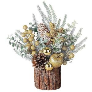 Mini-Weihnachtsbaum, künstlicher Tisch-Weihnachtsbaumschmuck mit Weihnachtsschmuck für den Innenbereich, Zuhause, Zimmer, Party, Weihnachtsdekoration (Champagner, 27 x 8,7 cm)