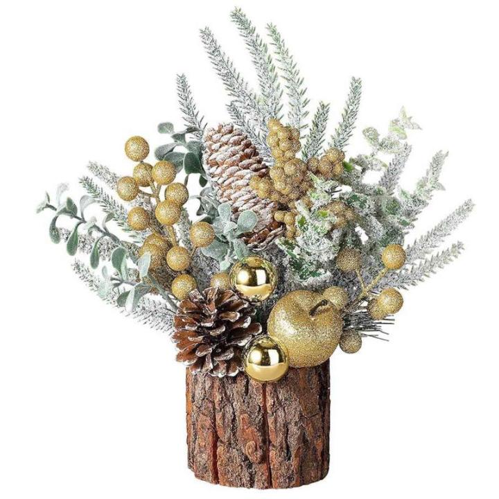 Mini-Weihnachtsbaum, künstlicher Tisch-Weihnachtsbaumschmuck mit Weihnachtsschmuck für den Innenbereich, Zuhause, Zimmer, Party, Weihnachtsdekoration (Champagner, 27 x 8,7 cm)