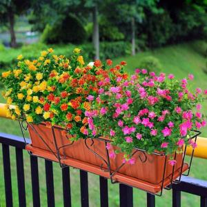 Kunstbloemen voor buiten, gemengde kleur, uv-bestendig, , bloemen in grote hoeveelheden voor het ophangen van plantenbakken, buiten, veranda, vaas, thuis, raamdecoratie, 7 bundels