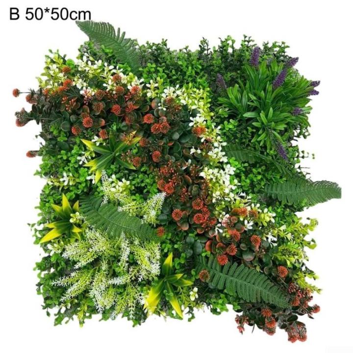 Dichte gebladerte ontwerp 50x50CM Kunstmatige Plant Wandpaneel voor het creëren van een privé-retraite (B)