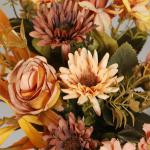 16,6 Zoll Künstlicher Blumentopf, Seidenblumen, Künstliche Blumen mit Metalltopf, Künstliche Rosensträuße mit Vase für Heimbüro-Desktop-Dekoration (Orange) (A)
