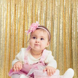 Goldener Pailletten-Hintergrundvorhang, Party: 1 Packung 1,2 x 2,4 m, goldene Vorhänge für Hintergrund, goldene Vorhänge für Partys, Geburtstagspartys, Abschlussbälle, Weihnac