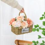 Kunstbloem combo nep roos faux dahlia bloemen met stengels voor doe-het-zelf bruiloft bruidsboeket feest woondecoratie (kerstgroen)