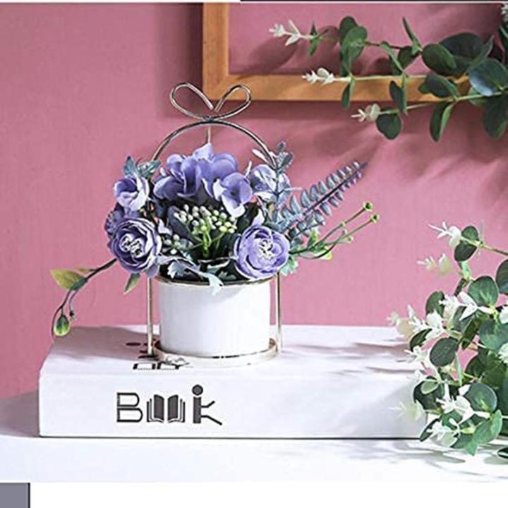 Kunstblumen Künstliche Blumen mit Keramikvase, künstliche Blumenarrangements, Tischdekoration, Blumenaufsätze, Pflanzenstrauß für das Wohnzimmer für jeden Anlass